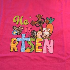Gildan Unisex Hot Pink "He is Risen" Graphic Tee